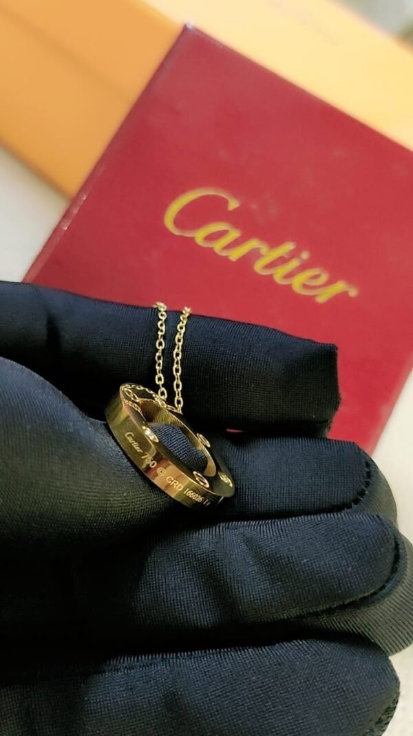 Cartier Stainless Steel Branded Chain Pendent Embossed Serial Number & Cartier Box - Image 2
