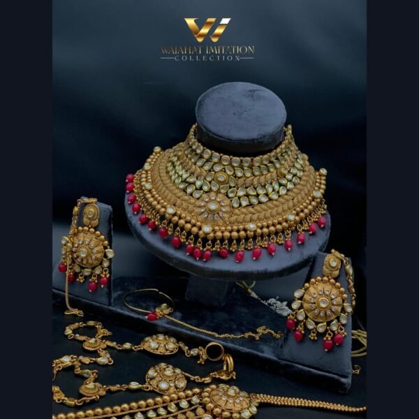 Indian Rajhwari Brass Kundan Gold Plated Designer Bridal Package Set 💎✨ - Image 2