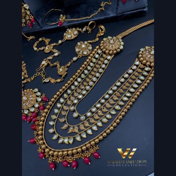 Indian Rajhwari Brass Kundan Gold Plated Designer Bridal Package Set 💎✨ - Image 3