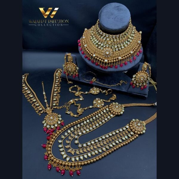 Indian Rajhwari Brass Kundan Gold Plated Designer Bridal Package Set 💎✨